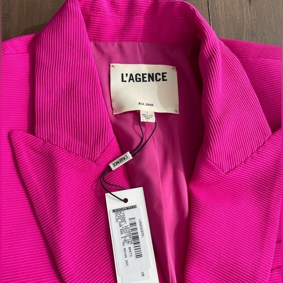 L’Agence Kenzie double breasted blazer hot pink ruby NWT - Picture 4 of 7